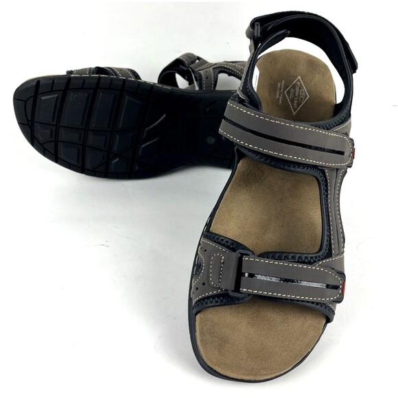 Men's Strap Sandals Brown Memory Foam Open toe Adjustable Beachwear Size 12 NEW - Picture 11 of 16